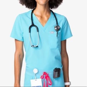 LIMITED EDITION- Neon Blue FIGS Caterina One-Pocket Scrub Top in (XXS)